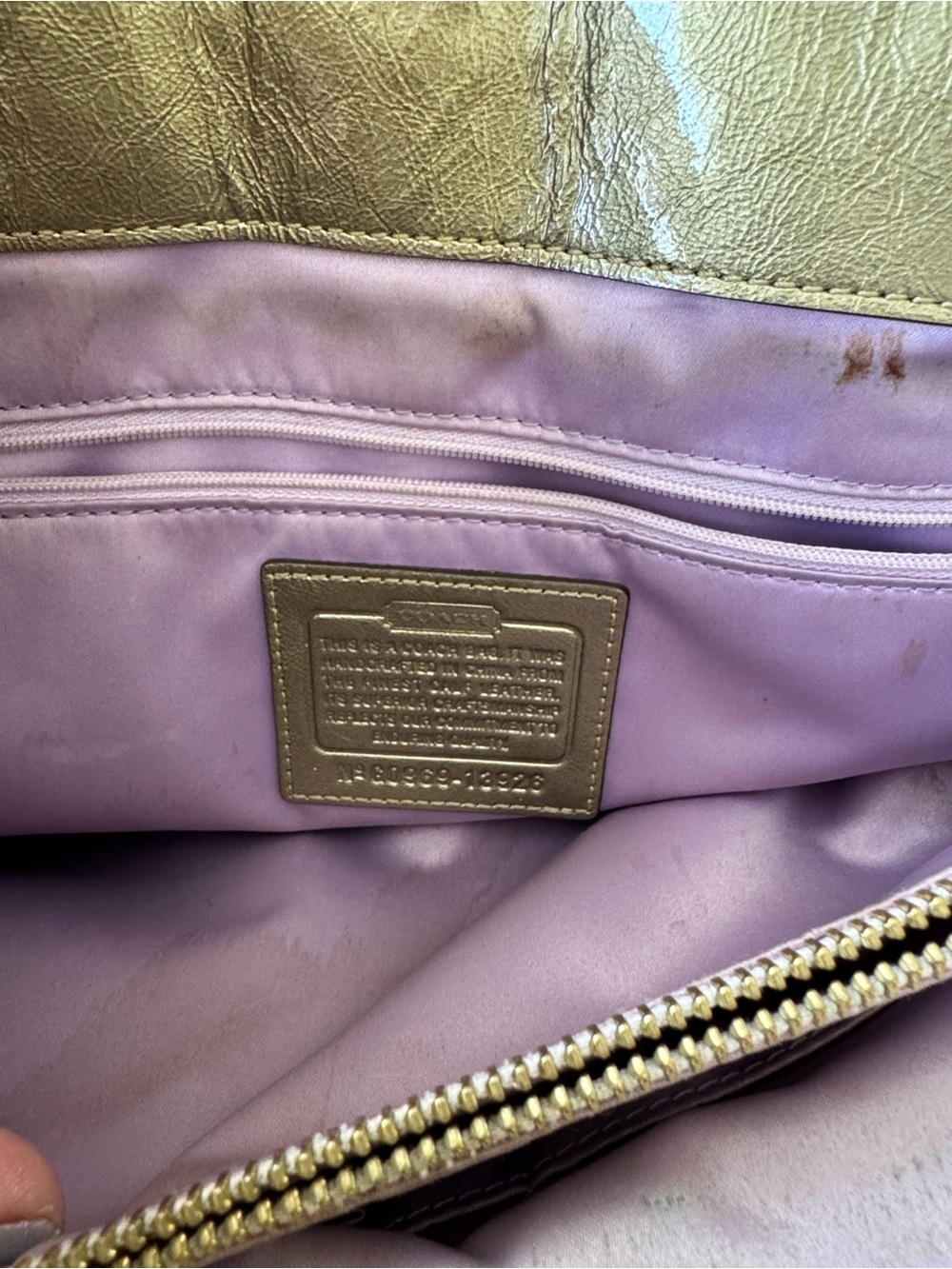Vintage Y2K Coach Gold Patent Metallic Leather Satchel handbag Purse - Picture 7 of 9